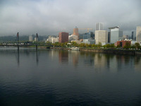 Foggy Willamette River, Portland OR